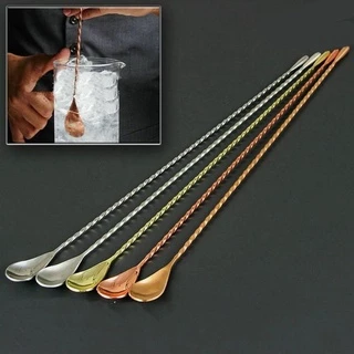 SUER Spiral Cocktail Spoons Mixing Bartender Tools Teadrop Spoon Stainless Steel Stirring Bar Accessories Eco-Friendly Kitchen Supplies/Multicolor