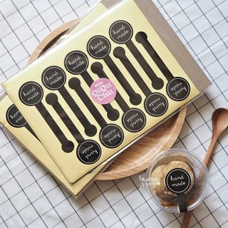 [พร้อมส่ง🇹🇭] สติ๊กเกอร์คาด "Thank you & Handmade" (แพค100ดวง) มีให้เลือก 18 แบบ