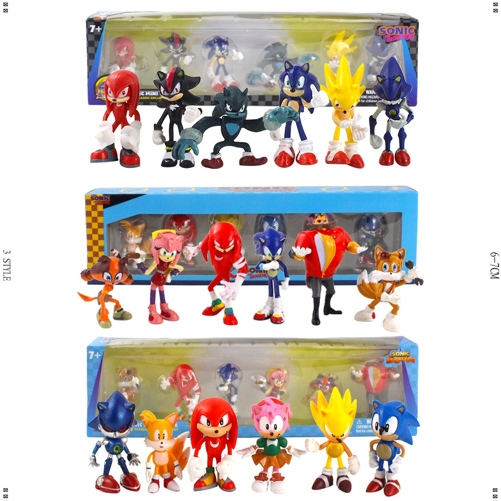 โมเดลฟิกเกอร์ Super Sonic The Hedgehog ของเล่นสําหรับเด็ก 6 ชิ้น ต่อชุด