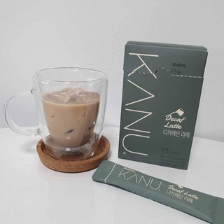 กาแฟลาเต้แบบไม่มีคาเฟอิน (ดีแคฟ) เกาหลี , Maxim Kanu Decaf Latte, กาแฟ 3in1 ขนาด 10 ซอง, ขนาด 30 ซอง