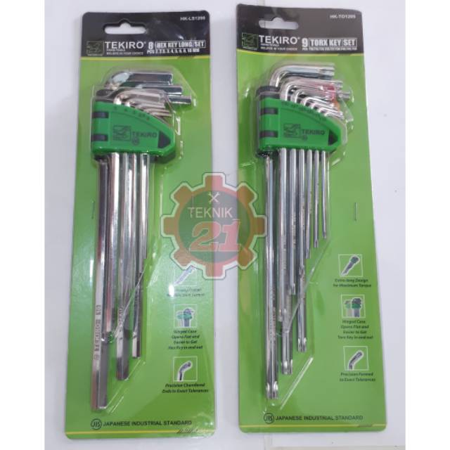 ชุดเดียวของ TEKIRO L-WRENCH และ TEKIRO STAR L-WRENCH TEKIRO L-WRENCH 8 ชิ้น STAR L-WRENCH 9 ชิ้น