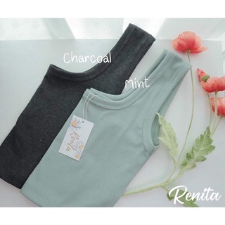 พร้อมส่ง !! silk tank top 🌈 เสื้อกล้าม ไหมพรมผ้าร่อง ป้ายRenita