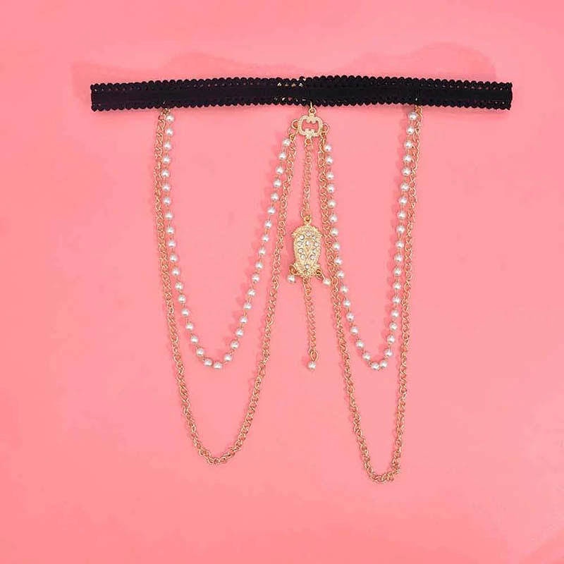 Korean Style New Pearl Slimming Leg Chain Chain Jeweled Pendant Double ...