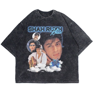 เสื้อยืดผ้าฝ้ายพิมพ์ลายแฟชั่นเสื้อยืดแขนสั้น ขนาดใหญ่ พิมพ์ลาย SHAH RUKH KHAN HOMAGE WASHING VINTAGE