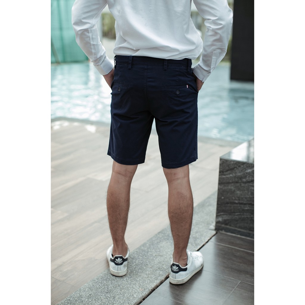 T-Make กางเกงขาสั้นผู้ชาย รุ่น Chino สีกรมท่าเข้ม 32-38"ผ้าชิโน่ ทรงสลิม ผ้าฟอกน่มใส่