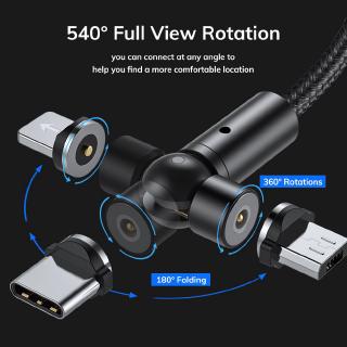 (360° &amp; 180° free) สายชาร์จแม่เหล็กไมโคร 540° usb