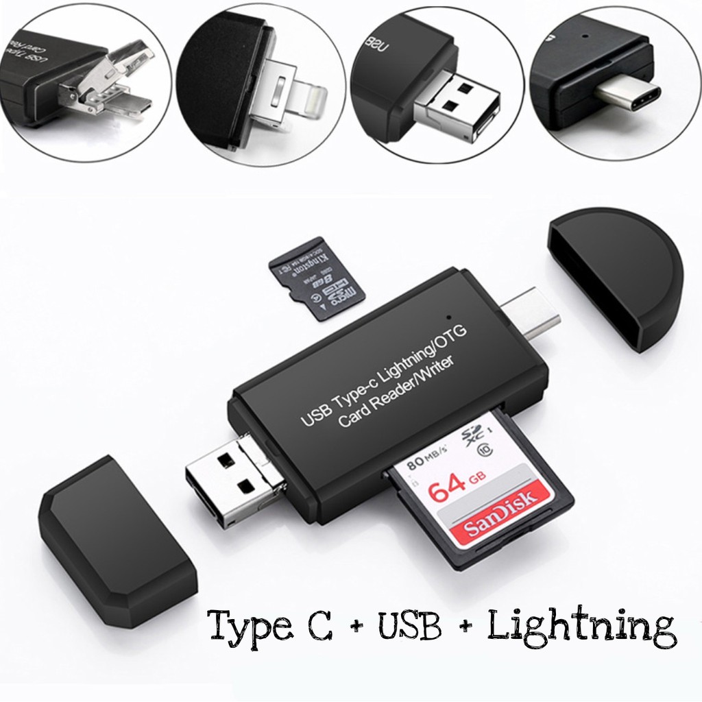 SD/MicroSD(TF) Card Reader to Typec / Micro USB / USB / Lightning OTG