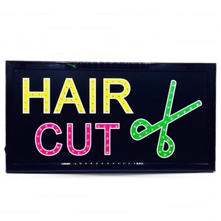 ป้ายไฟ LED HAIR CUT ขนาด48*25 ซม. ป้ายไฟสำเร็จรูป อักษรตกแต่งหน้าร้าน