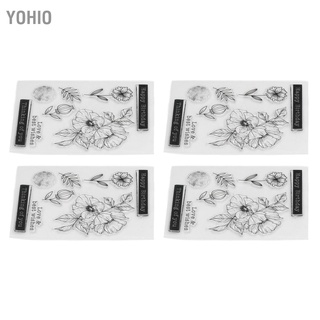 Yohio แสตมป์ใส ลายดอกไม้ Tpr ใช้ซ้ําได้ 4 ชิ้น สําหรับการ์ด อัลบั้มรูป