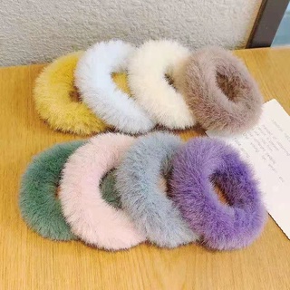 Faux Rabbit Fur Autumn and Winter Double Ponytail Plush Hair Circle Cute Soft Girl Loli Head Rope Hair Accessories Simple and Cute Girl Japan and South Korea