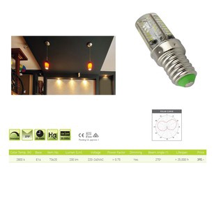 หลอดตู้แช่เย็น LED 220-240V 10W6500K/3000K E14