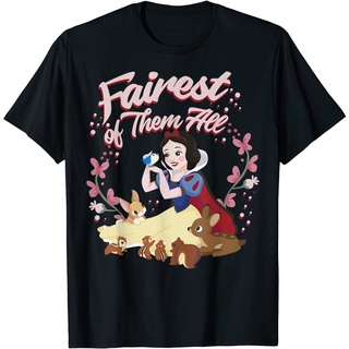 Tshirtคอลูกเรือcrew neckเสื้อยืดใหม่เสื้อยืด พิมพ์ลายกราฟฟิค Disney Snow White Fairest Flower Wreath สําหรับเด็กรหัสเต็ม