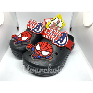 รองเท้าเด็ก มีไฟ หัวโต รัดส้นเด็ก Marvel Ironman Captain America Spiderman ML54