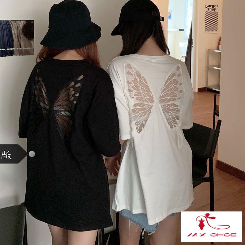M & X~[ โปรโมชั่น] เสื้อยืดแขนสั้น เปิดหลัง ทรงหลวม เข้ากับทุกการแต่งกาย สําหรับผู้หญิง
