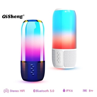 Qisheng ลำโพงบลูทูธ ลำโพงมีไฟ ไฟ6โหมด คุณภาพเสียงระดับHIFI