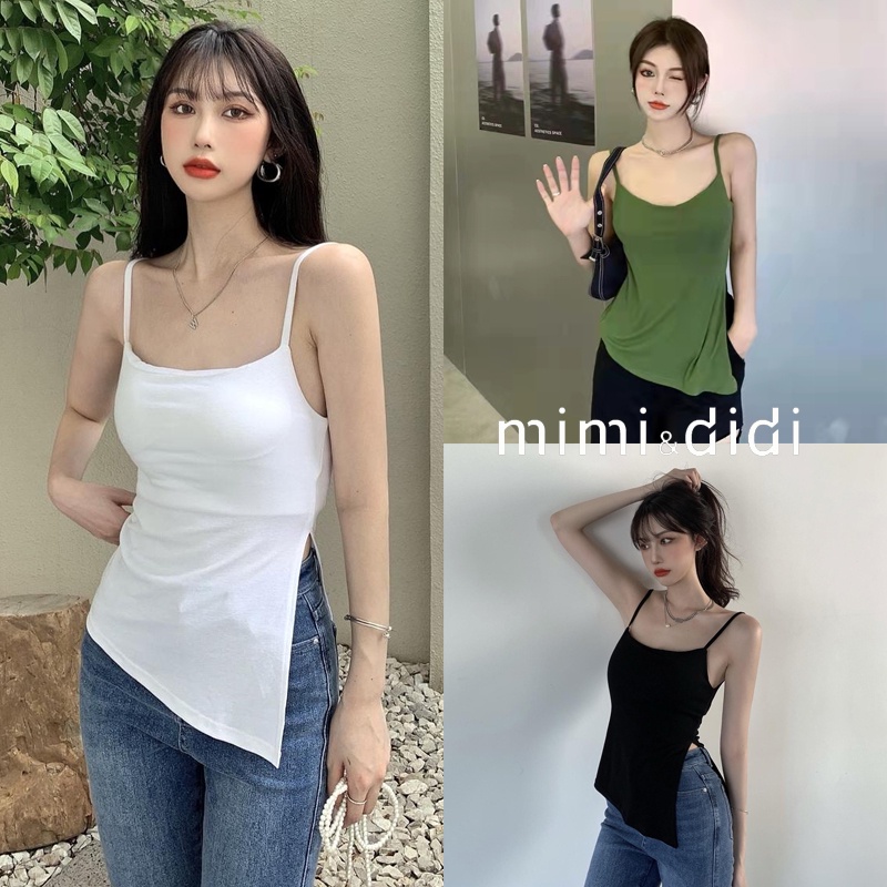 mimi&didi เสื้อครอปสายเดี่ยว สายเดี่ยวไหมพรมถัก อกเว้า แบบครึ่งตัว ผ้านิ่มใส่สบาย สายเดี่ยวเซ็กซี่ แฟชั่น ผู้หญิง11059