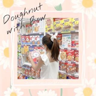 Doughnut with Bow ยางผูกผม ยางรัดผม โบว์มัดผม โบว์ผูกผม (ดูสีในชาต)