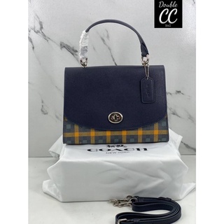 (แท้ 💯%‼ Factory) CO ACH TILLY TOP HANDLE SATCHEL WITH GINGHAM PRINT