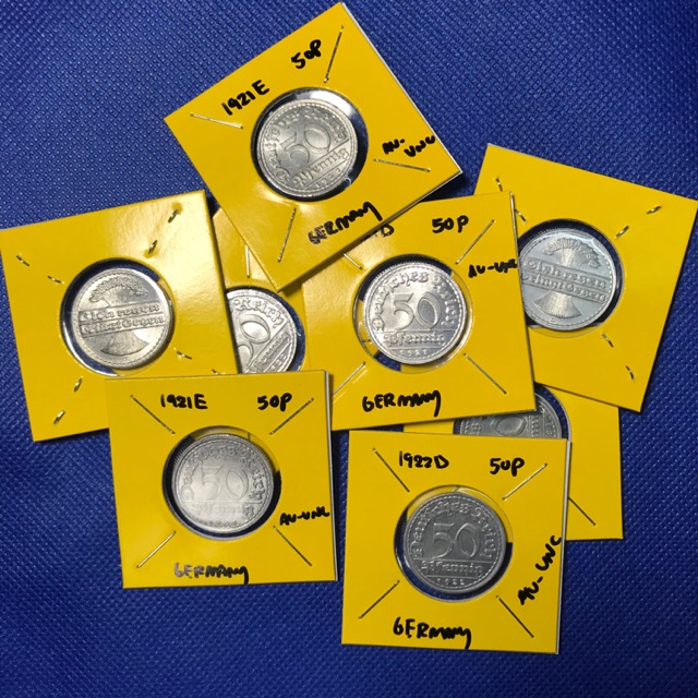 เหรียญเยอรมัน ปี1921-1922 50Pfennig AU-UNC (สุ่มเหรียญ) เหรียญสะสม เหรียญต่างประเทศ เหรียญหายาก