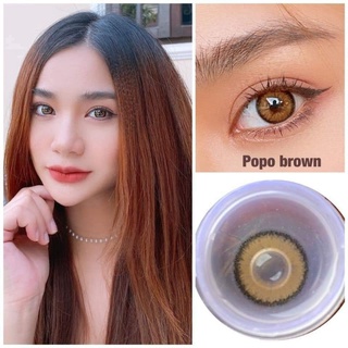 (เลนส์มินิ สายฝอ)Popo Brown - Lovelylens  คอนแทคเลนส์ ไซด์มินิ สายฝอ โตกว่าตาจริงเล็กน้อย ตาคมโตสวยมากค่ะ