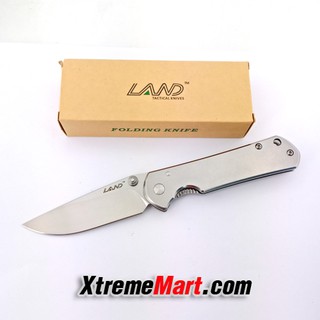 มีดพับ Land รุ่น 810 ใบมีดสแตนเลส ระบบ Liner Lock Stainless Steel Folding Knife (ใบเงิน ด้ามเงิน)