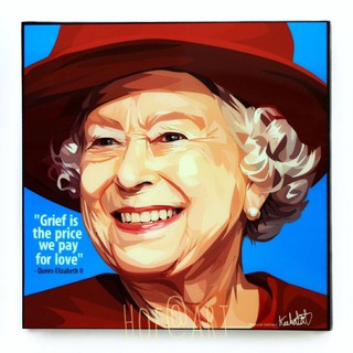 Queen Elizabeth II พระราชินี​ ควีนเอลิซาเบธ ที่ 2 อังกฤษ​ รูปภาพ​ติด​ผนัง​ pop art​ กรอบรูป​​ ของขวัญ รูปภาพ​ แต่งบ้าน