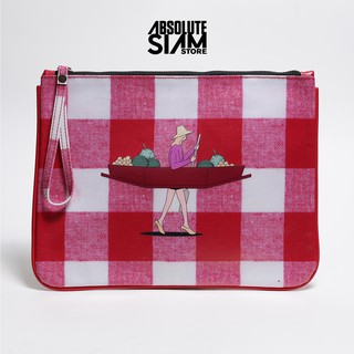 ABSOLUTE SIAM กระเป๋า Clutch ลายพายเรือ สีแดง