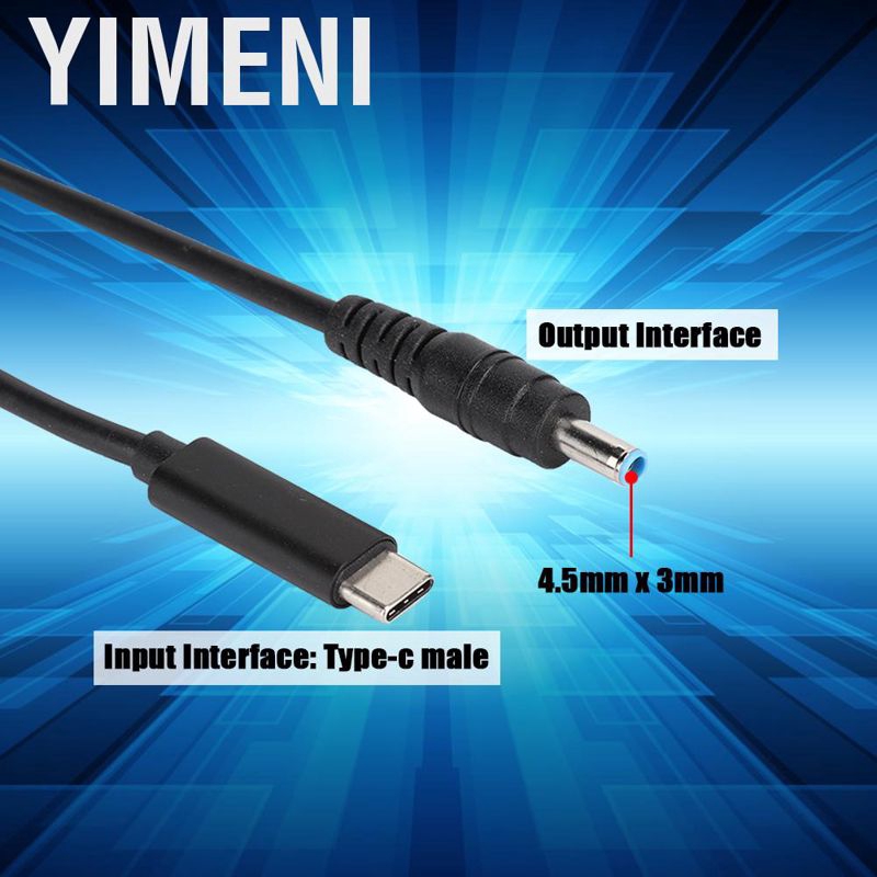 yimeni ashata ac อะแดปเตอร์สายเคเบิ้ล dc plugs 19v 65 w pd induction chip usb to 4 . 5 มม. x 3 . 0 มม. #8
