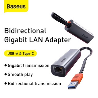 Baseus สายแปลง Usb Type-C + USB3.0 To Ethernet Lan RJ45 Network Adapter สาย USB-C to LAN USB3.0 to LAN