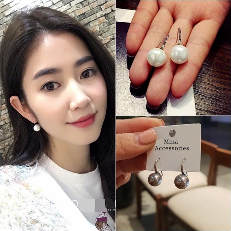 ต่างหูมุกตะขอ LC Jewery ต่างหูผู้หญิงเงินคุณภาพสูง - เครื่องประดับ LCJ