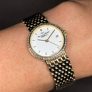 นาฬิกามือสอง ของแท้ iwc portofino classic after diamond quartz 18k gold ขนาด lady size 25mm