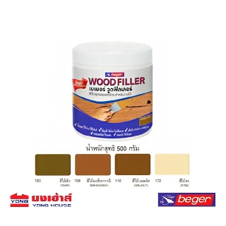 BEGER WOOD FILTER สีโป๊วไม้ วู๊ดฟิลเลอร์ เบเยอร์ 500กรัม ทุกเฉดสี สีโป๊วไม้สำหรับอุดรอยแตกและรอยหัวตะปู