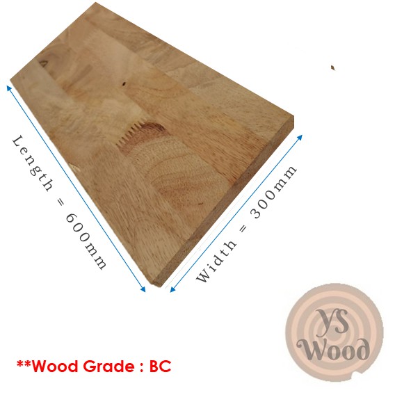 กระดานไม้ยางพารา 1ft x 2ft (300 x 600mm) (เกรด BC)กระดานไม้ยางพารา [ปลุกเสกจากโรงงาน]