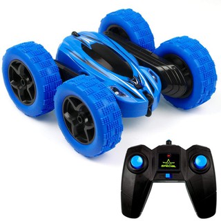 รถบังคับพลิกตัวตีลังกา หมุน 360 องศา ควบคุมง่าย  STUNT CAR DOUBLE SIDE ROLL _IP 1165A_สีฟ้า
