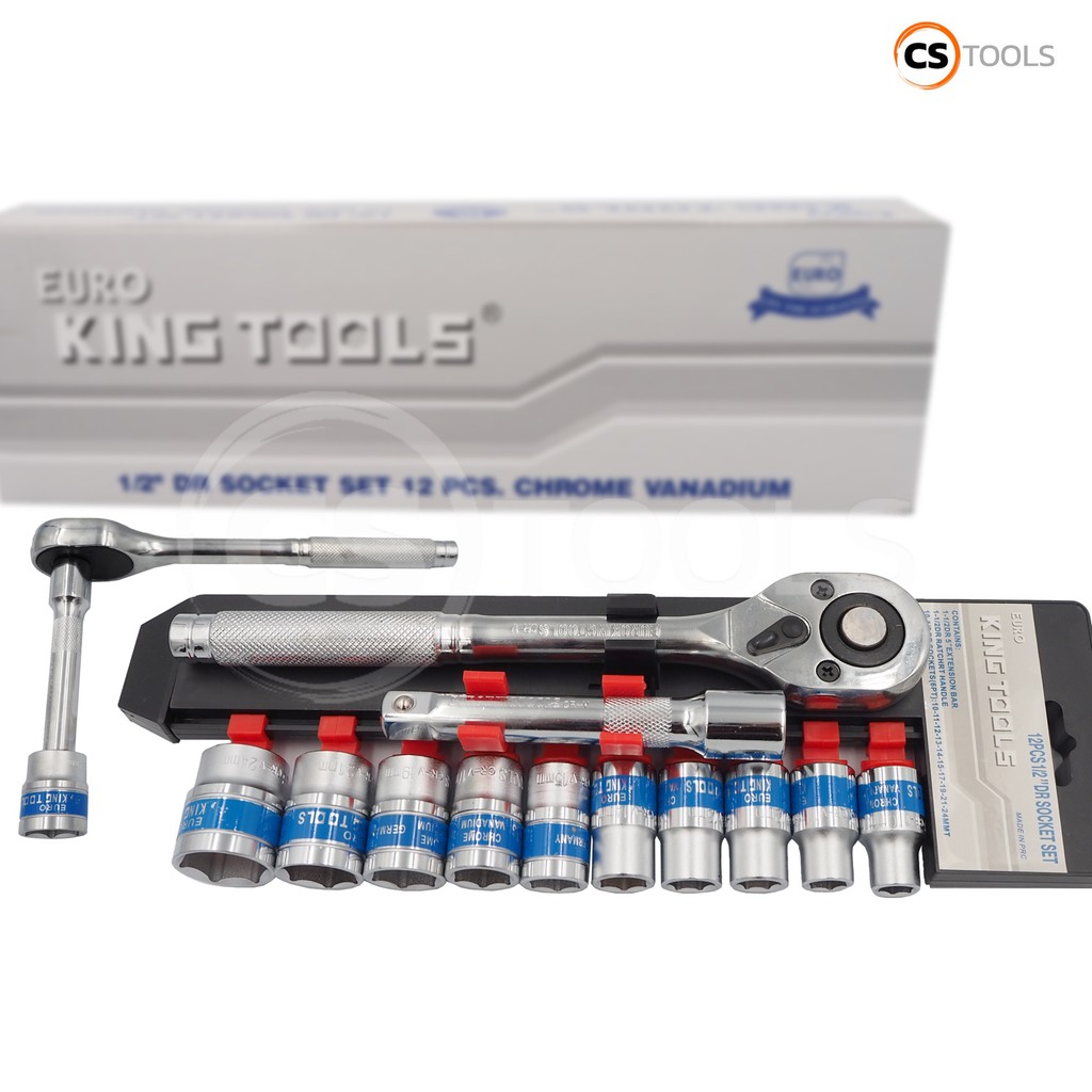 EURO KING TOOLS ชุดเครื่องมือ ประแจ ชุดบล็อก 12 ชิ้น ขนาด 1/2 (4หุน)