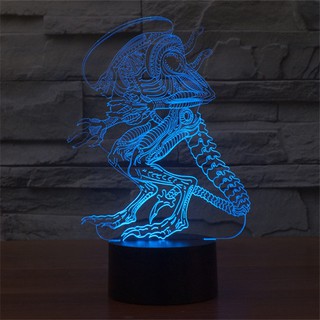 alien xenomorph 3 d โคมไฟตั้งโต๊ะ 7 สีไล่โทนสีพร้อมแบตเตอรี่ aaa