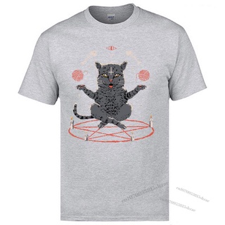 ใหม่ เสื้อยืด ผ้าฝ้าย 100% พิมพ์ลาย Satanic Cat Magic Normal แฟชั่นฤดูร้อน สําหรับผู้ชายS-5XL