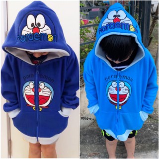 เสื้อกันหนาว หัวการ์ตูนดัง  ไซส์เด็ก - ลายโดราเอม่อน ปักยิ้ม