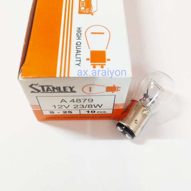 หลอดไฟ STANLEY 4879 12V 23/8W MADE IN JAPAN หรือ1016 หลอดไฟท้าย,หลอดไฟหรี่ (1กล่อง=10หลอด)