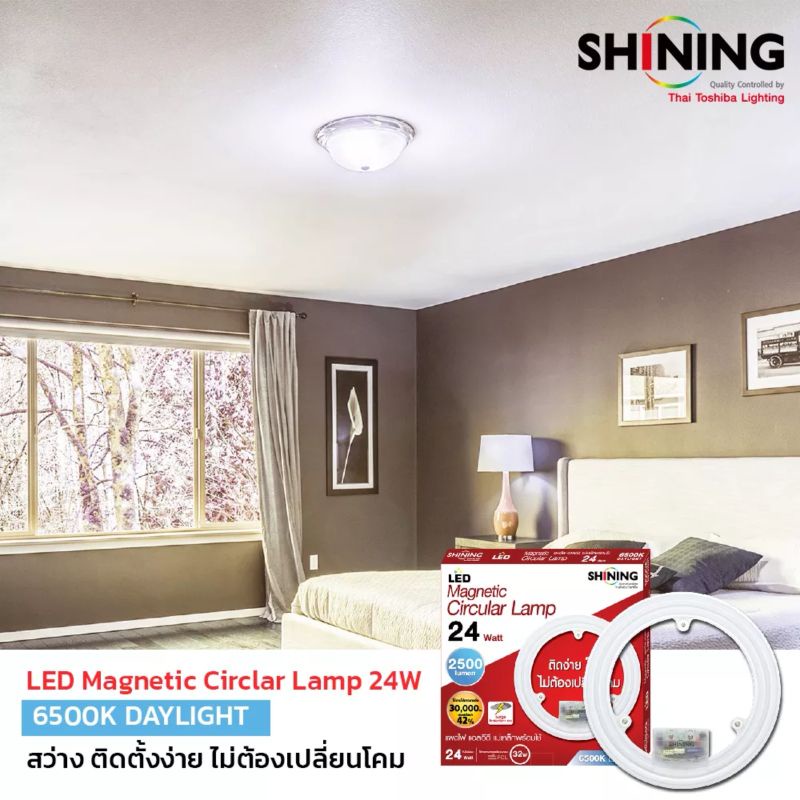 SHINING BY TOSHIBA SHINING LED แผงไฟแม่เหล็กพร้อมใช้งาน 24w 2500lm LED ...
