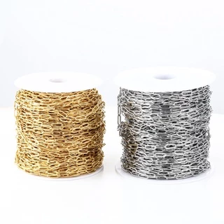 โซ่ไขว้สแตนเลสแบบตีแบนยาว 5 เมตร/แพ็ค สำหรับ DIY เครื่องประดับ อุปกรณ์งานแฮนด์เมด