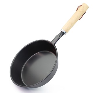   กระทะเทฟล่อน กระทะจิ๋ว 14 CM รุ่น Pan-black-egg-wooden-stick-05a-Boss