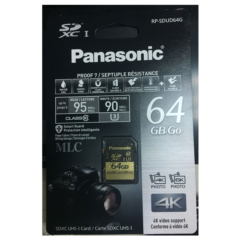 Memory Card Panasonic 64 GB Gold SDXC UHS-I Class 10 (U3) 95 MB/s RP-SDUD64G
