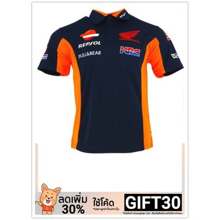 เสื้อโปโลลำลอง แขนสั้น พิมพ์ลายโลโก้ Honda repsol Moto GP Tea