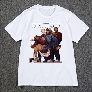 เสื้อยืดแขนสั้น พิมพ์ลาย Tupac Shakur สไตล์ฮิปฮอป ร็อค แฟชั่นฤดูร้อน สําหรับผู้ชาย และผู้หญิง 2 ชิ้น 2 แพ็ก