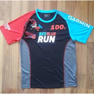 เสื้อที่ระลึกงานวิ่งของแบรนด์ คอมเพรสสปอร์ต RED BLUE RUN สำหรับใส่ออกกำลังกาย วัสดุนำเข้า 100% จากเมืองนอก