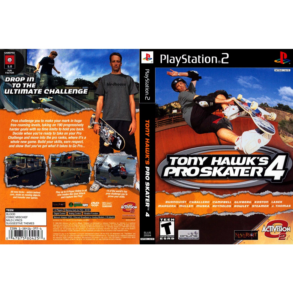 แผ่นเกมส์ PS2 Tony Hawk's Pro Skater 4   คุณภาพ ส่งไว (DVD)
