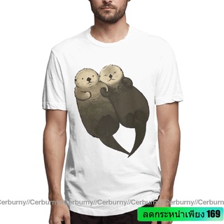 เสื้อยืด พิมพ์ลาย Otter Significant Otters Otters Holding Hands สําหรับผู้ชาย SDF78859