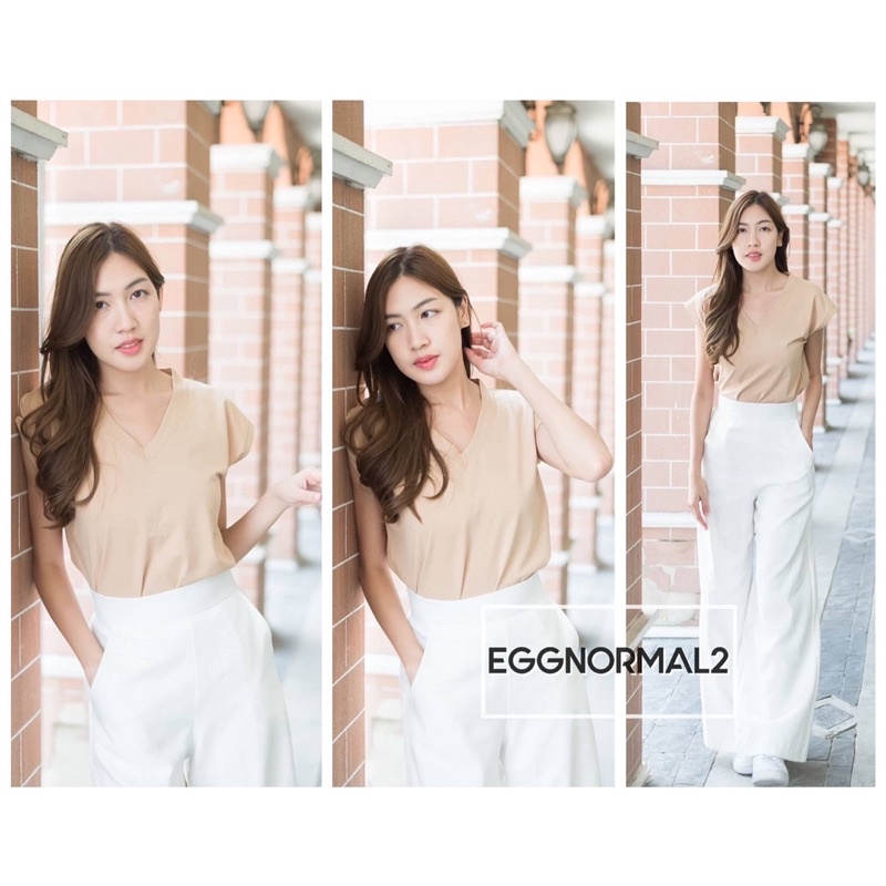 MYTOP​🌸Hot🔥Code: K26 เสื้อยืดคอวี แขนล้ำ งานมีดีเทลเล็กๆ ผ้า ZaRa - รูปที่ 3