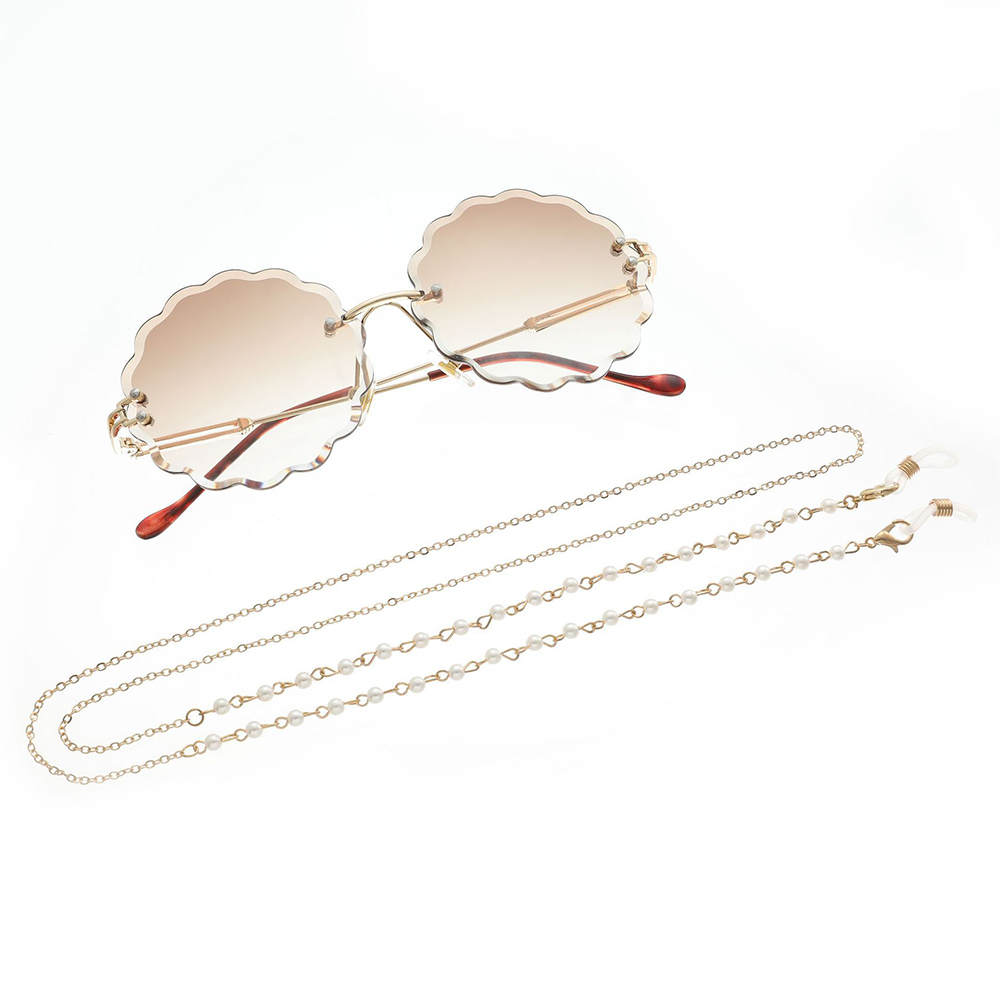 Pearl Glass Crystal Bead Masked Sunglasses Glasses Chain Eyewear Lanyards #2